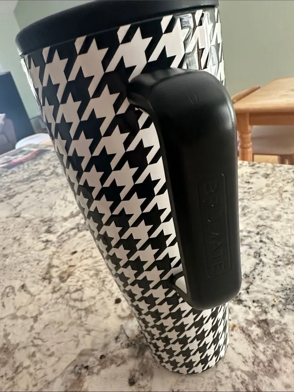 Black & White Houndstooth Travel Tumbler with Straw - 20oz